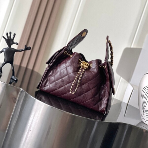 블링크,샤넬 25백 스몰 워시드 데님 버건디 AS5293