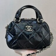 샤넬 미니 볼링백 블랙 샤이니 크럼플드 카프스킨 골드메탈 AS5536