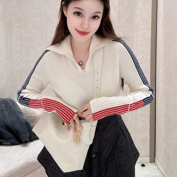 블링크,디올 알프스 지퍼 모크넥 니트 스웨터 화이트 544S76A1288_X0879  Y