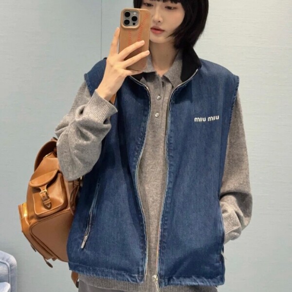 블링크,미우미우 캐시미어 데님 블루종 베스트 GWB277  Y