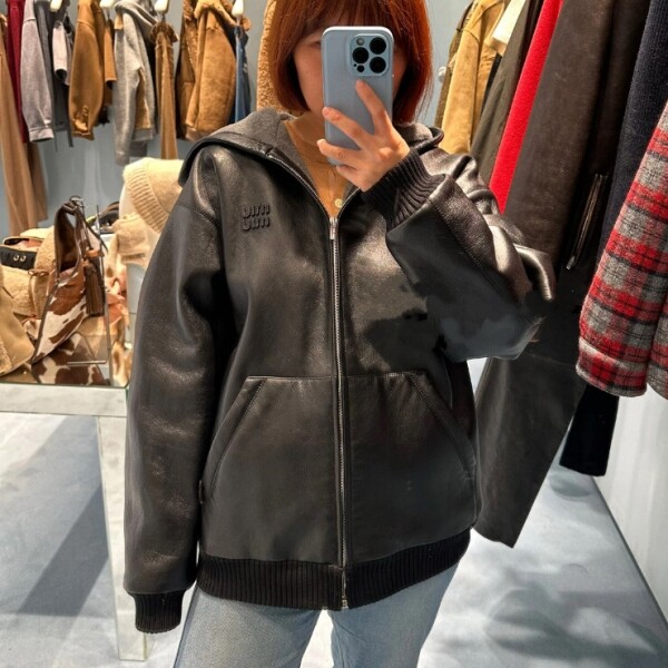 블링크,미우미우 나파 가죽 후드 여성 재킷 MPV952177R  Y