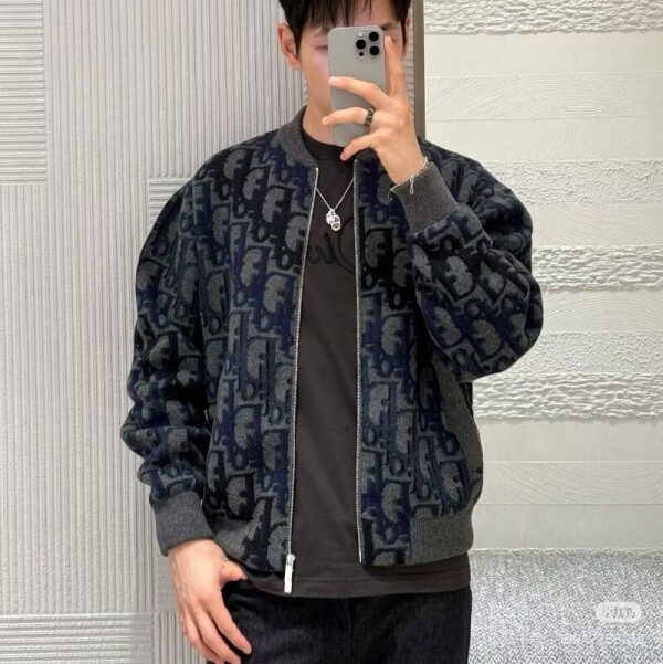 블링크,디올 오블리크 울 니트 블루종 자켓 2컬러 613M403A2026  Y