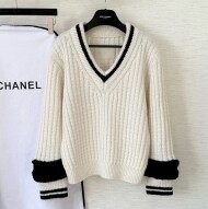 샤넬 25N 코코네쥬 풀오버 브이넥 CC로고 니트 울 스웨터 2컬러 P79690  Y