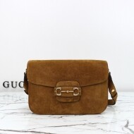 구찌 호스빗 1955 아우라 미디엄 스웨이드 숄더백 836890