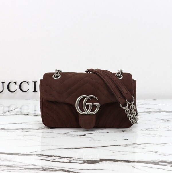 블링크,구찌 GG 마몽 스몰 스웨이드 숄더백 837280