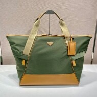 프라다 삼각로고 리나일론 레더 트레블 토트백 카키 2VC040
