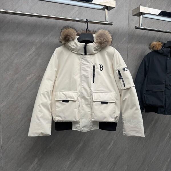 블링크,MLB 남여공용 고프코어 아웃포켓 FUR 구스 숏패딩 화이트 3ADJB1546-50BKS F