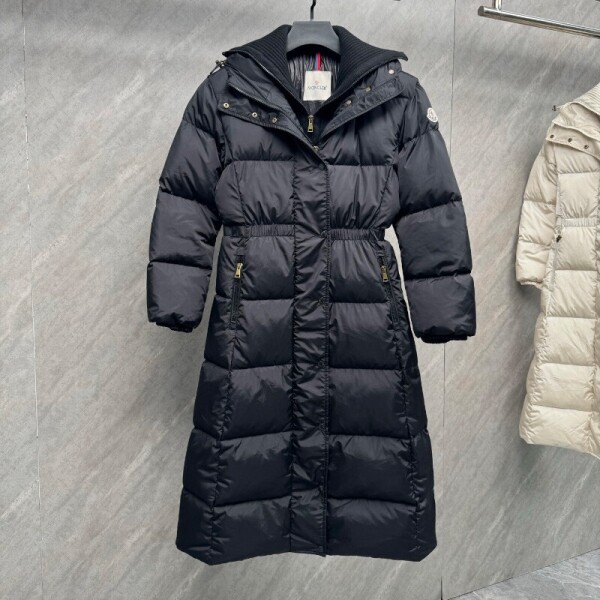 블링크,몽클레어 여성 점퍼 울 트리밍 후드 롱 다운 자켓 블랙 K20931C00022539ZD999   F