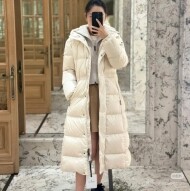 몽클레어 여성 점퍼 울 트리밍 후드 롱 다운 자켓 아이보리 K20931C00022539ZD999   F