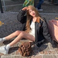 미우미우 벨벳 칼라 데님 재킷 GWB221  Y