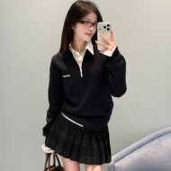 미우미우 울 하프 지퍼 여성 스웨터 MML01W   Y