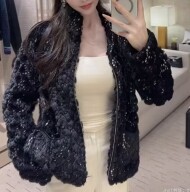 샤넬 25N 코코네쥬 퍼 자켓 시퀸 CC로고 스팽글 재킷 2컬러  P79662  Y