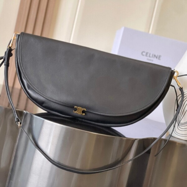 블링크,셀린느 여성 하프문 소프트 트리옹프 서플 숄더백 블랙 124142T88