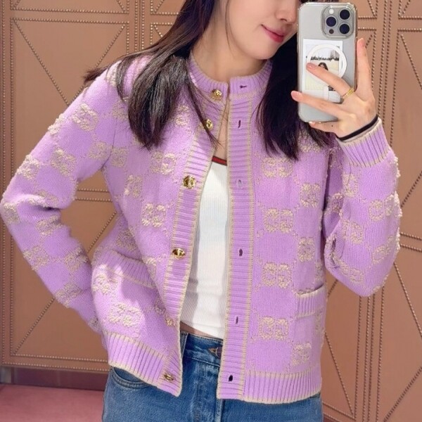 블링크,구찌 GG 울 부클레 자카드 카디건 ‎2컬러 713300XKCNA  D