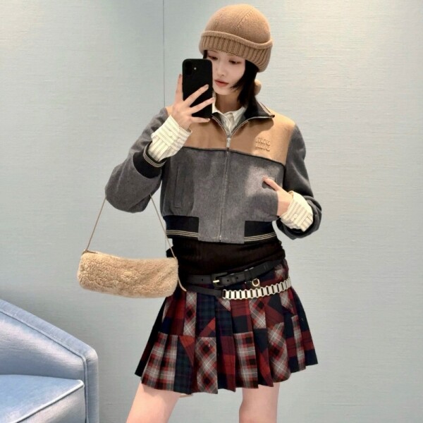 블링크,미우미우 울 앤 캐시미어 봄버 자켓 ML1413  D