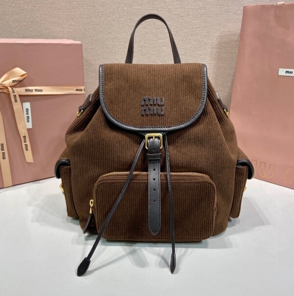 블링크,미우미우 코듀로이 백팩 커피 5BZ042