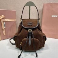 미우미우 골덴 원단 백팩 커피 5BZ043