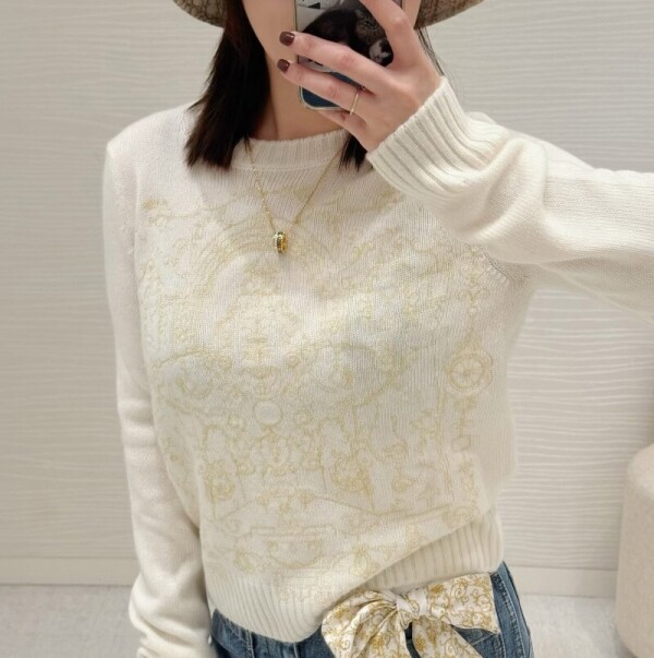 블링크,디올 스텔라 모티브 자수 캐시미어 니트 스웨터 에크루 614S57G0058_X1998  H