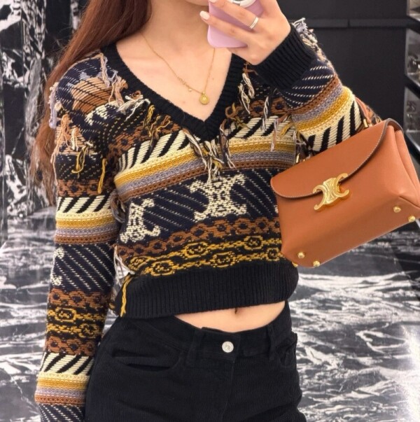 블링크,셀린느 여성 트리오페 자카드 패턴 니트 RY0Q90V65 19BD  H