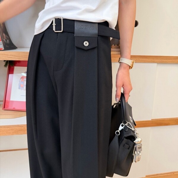 블링크,로에베 울 트라우저 여유로운 핏 블랙 S359Y04XHS  H