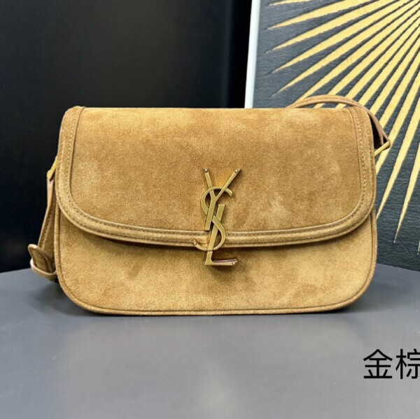블링크,생로랑 25FW 카라멜 코냑 스몰 스웨이드 솔페리노 숄더 백 832330