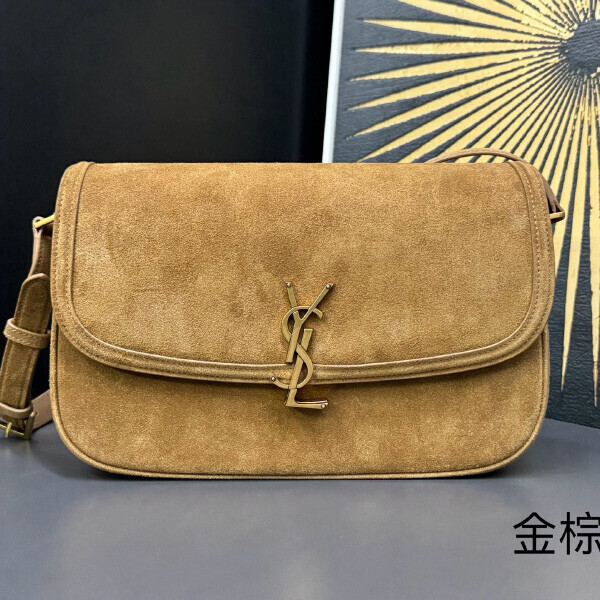 블링크,생로랑 25FW 카라멜 코냑 미디움 스웨이드 솔페리노 숄더 백 832332