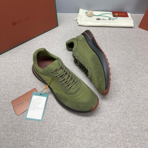 블링크,로로피아나 위켄드 워크 남성 스웨이드 쉘 그린 스니커즈 FAM17195715