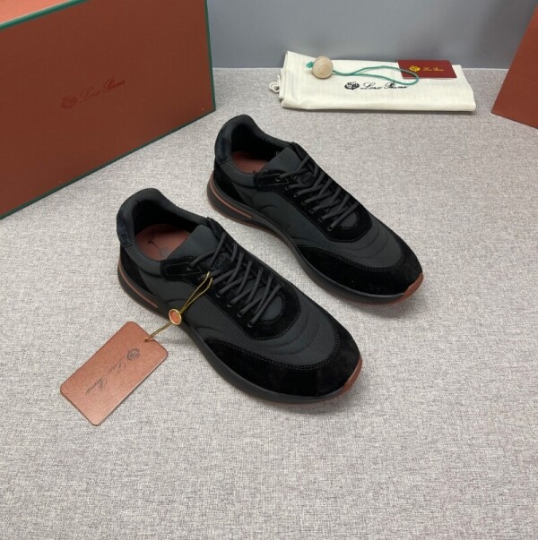 블링크,로로피아나 위켄드 워크 남성 스웨이드 쉘 블랙 그레이 스니커즈 FAM17195715