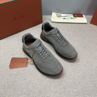 로로피아나 위켄드 워크 남성 스웨이드 쉘  그레이 스니커즈 FAM17195715