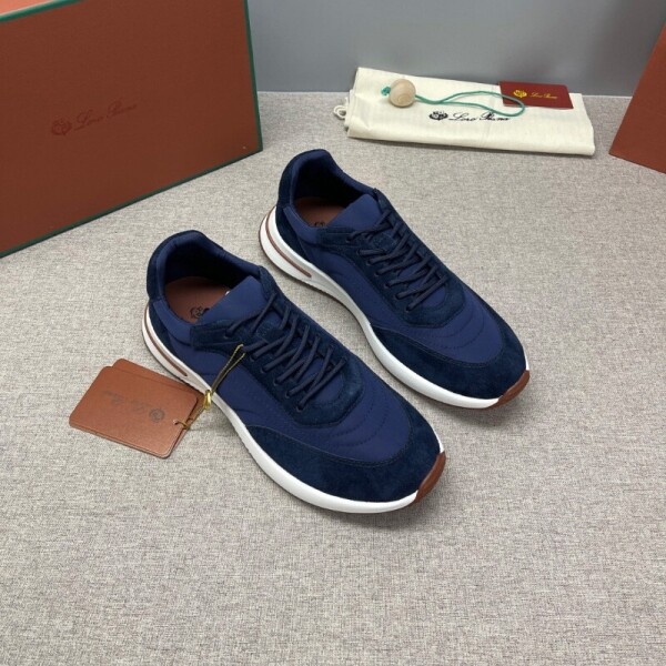 블링크,로로피아나 위켄드 워크 남성 스웨이드 쉘  네이비  스니커즈 FAM17195715