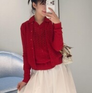 미우미우 레이스 효과 캐시미어 가디건 MMF01N  H