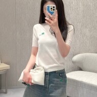 디올 클로버 울 니트 피티드 스웨터 화이트 624S24A2103  H