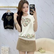 디올 Dioramour 반소매 자수 스웨터 624S42A1018  H