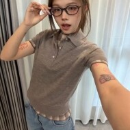 아크네스튜디오 레이어드 헴 울 폴로 티셔츠 A60644  H