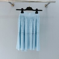 디올 플레어 미니 스커트 치마 크로셰 블루 624J23A5007  H