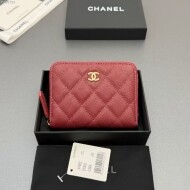 샤넬 캐비어 지퍼 반지갑 버건디 AP4652