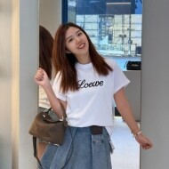 로에베 로고 자수 크루넥 슬림 티셔츠 S359Y22XAC  D