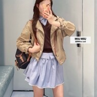 미우미우 체크 레이스 미니 스커트 MG2625  H