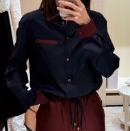 샤넬 26SS 26P 롱슬리브 셔츠 CC로고 투톤 실크 블라우스 2컬러 P81288  J