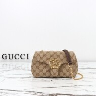 구찌 GG 마몬트 미니 숄더백 S 브라운 캔버스