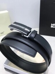 몽블랑 클래식라인  슬라이딩 직사각형 스틸 플레이트 버클 소프트 레더 벨트 118421