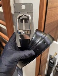 MONTBLANC 몽블랑 회전식 라운드 편자형 버클 30mm 블랙/브라운 양면  리버시블 레더 벨트 111080