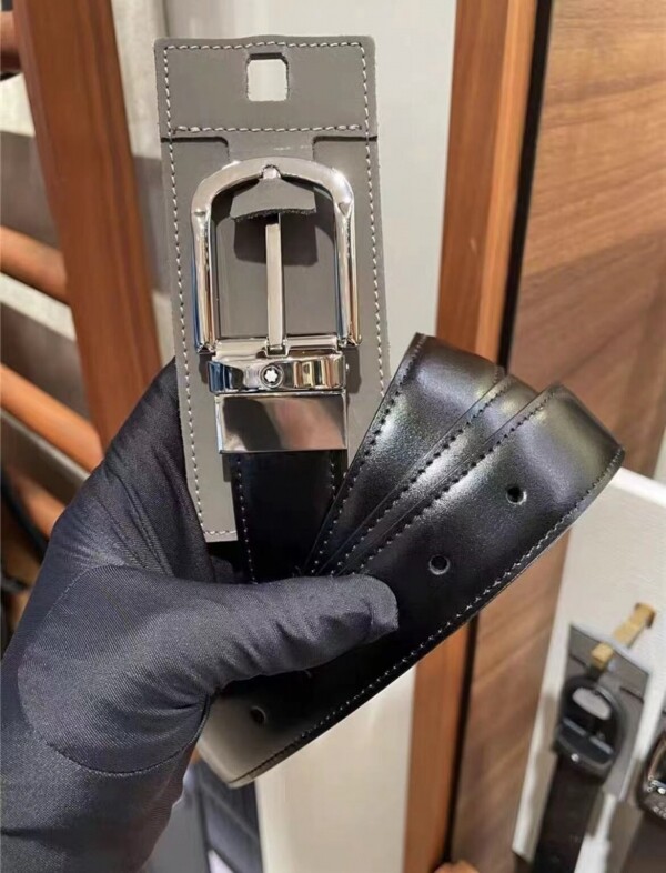 위핑,MONTBLANC 몽블랑 회전식 라운드 편자형 버클 30mm 블랙/브라운 양면  리버시블 레더 벨트 111080