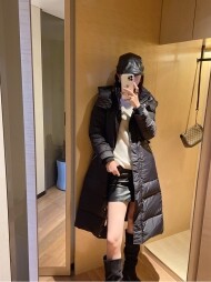 벨트 퍼퍼 코트 롱 패딩