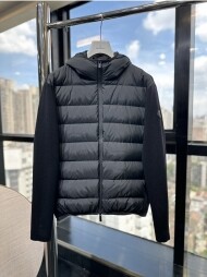패딩 울 집업 후디