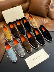 산토니 남성 로퍼 brown suede penny MGDT19051