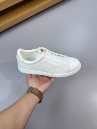 발리 Retro Crest Sneaker in White Grained Leather 6312656