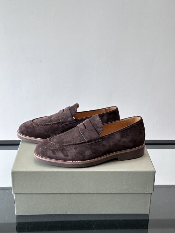 위핑,브루넬로 쿠치넬리 Brunello Cucinelli 남성 워싱 스웨이드 페니 로퍼 4513334012