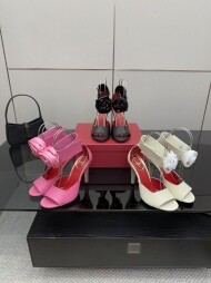 발렌티노 드립 로즈 크리스털 장식 키드스킨 샌들 105mm 7W0S0MY5RDW_N78