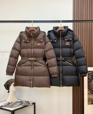 셀리느 후드 롱 화이트 구스 다운 패딩